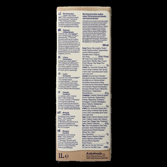 Boisson à l'avoine bio Isola Bio 1 Litre