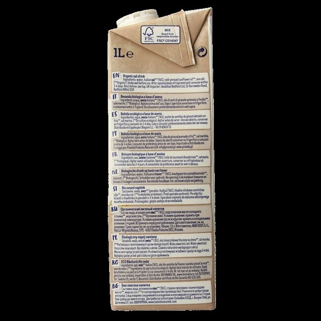 Boisson à l'avoine bio Isola Bio 1 Litre