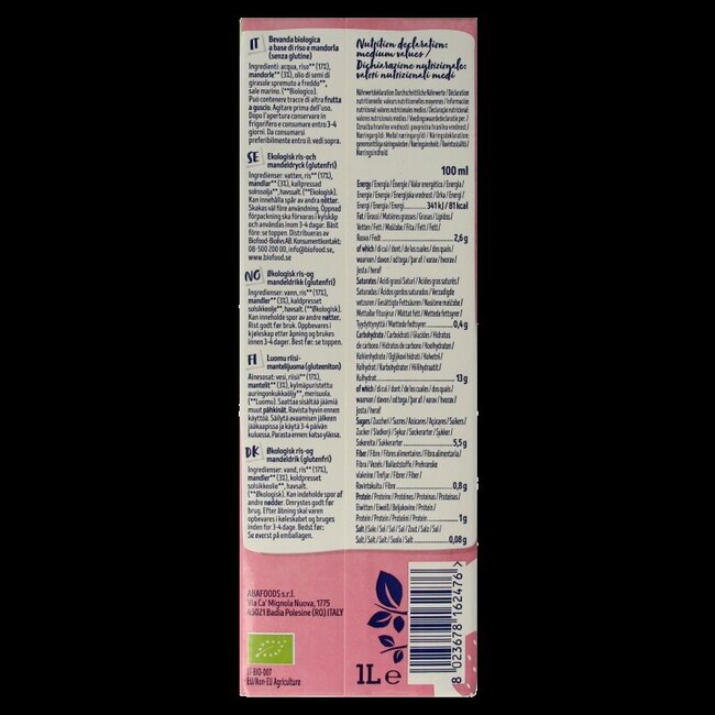 Isola Bio Boisson au riz et à l'amande bio 1 Litre