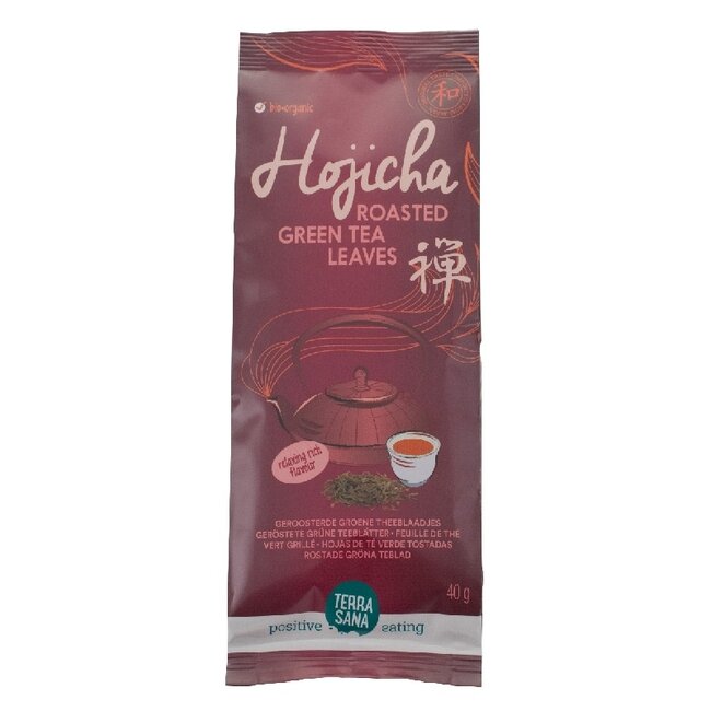 TerraSana Hojicha geroosterde groene theeblaadjes bio 40 Gram