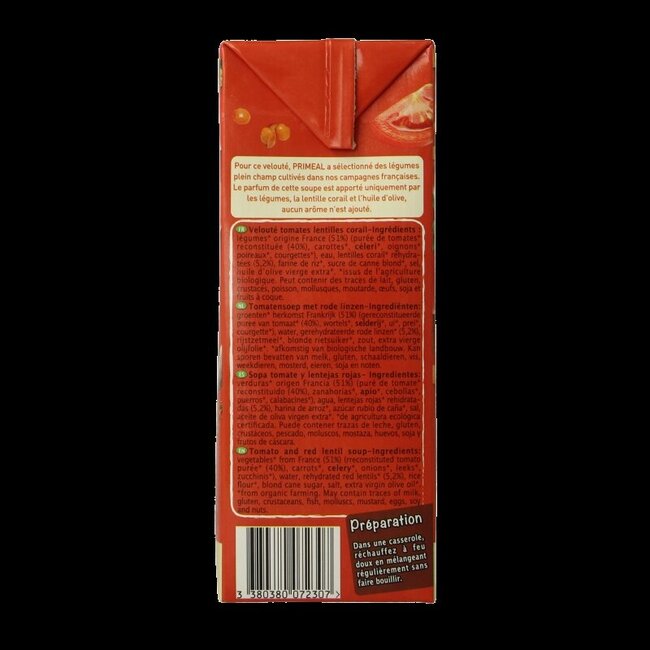 Priméal Velouté tomate lentilles bio 1 litre