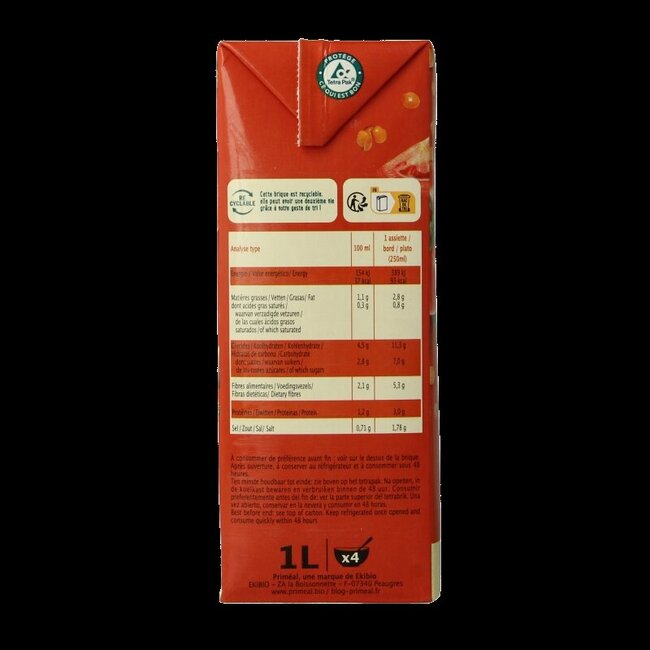 Priméal Velouté tomate lentilles bio 1 litre