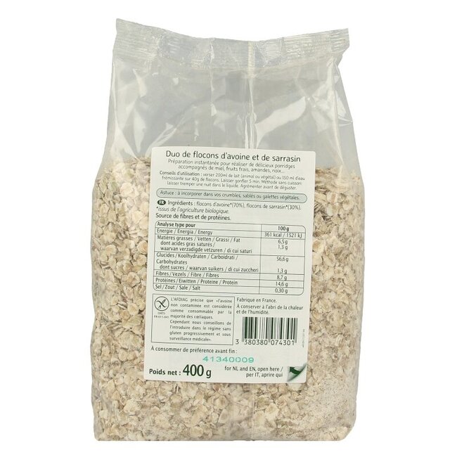 Ma Vie Sans Flocons d'avoine et de sarrasin sans gluten bio 400 g