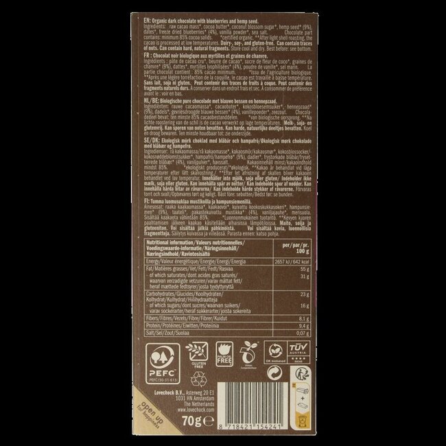 Lovechock Blueberry hempseed bio 70 Gram
