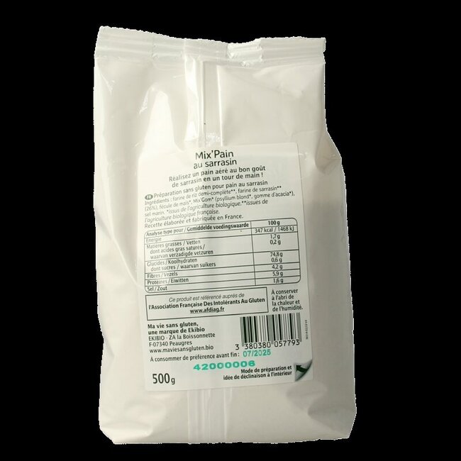 Ma Vie Sans Broodmeel met boekweit glutenvrij bio 500 Gram