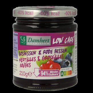 Damhert Damhert Confituur bosbes/rode bes low carb 210 Gram