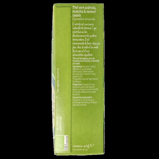 Piramide Thé vert Immunité acérola matcha & cassis bio 20 sachets