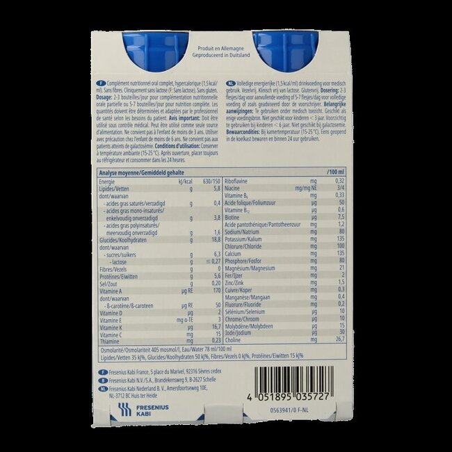 Fresubin Energy drink vanille 200ml 4 Stuks