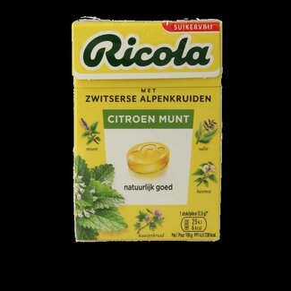 Ricola Ricola Citroen munt suikervrij doosje 50 Gram