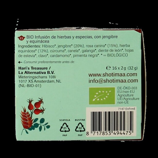 Shoti Maa Lifespring echinacea, ginger & rosehip bio 16 Zakjes