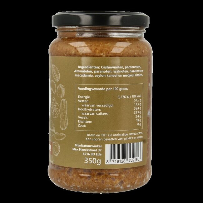MijnNatuurwinkel Notenpasta dadel kaneel gemengd 350 Gram