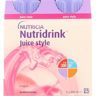 Nutridrink Nutridrink Juice style aardbei 200ml 4 Stuks