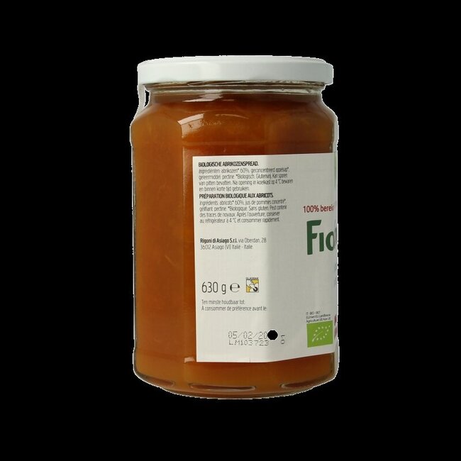 Confiture d'Abricots Bio Fiordifrutta 630 Grammes