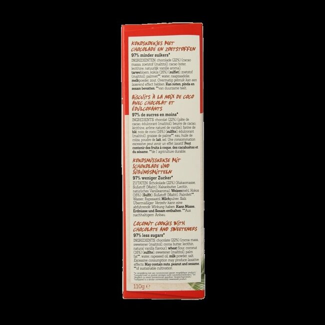 Damhert Biscuit à la noix de coco chocolat low carb 110 g