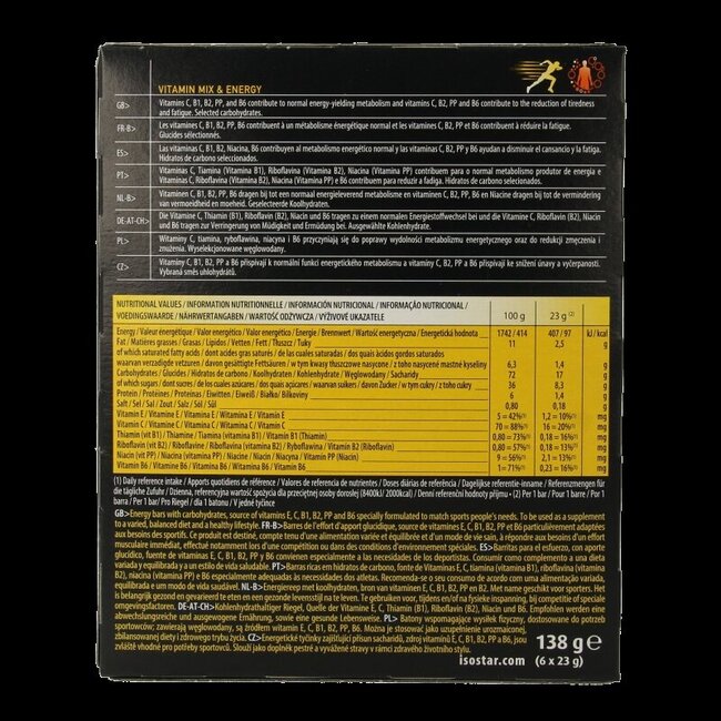 Barre Isostar Pulse chocolat pack de 6 138 Grammes