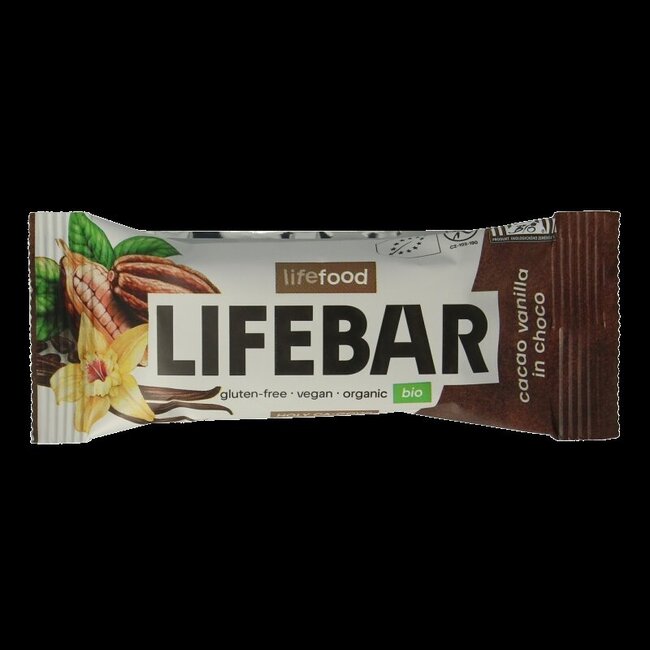 Lifebar inchoco chocolade vanille raw bio 40 Gram