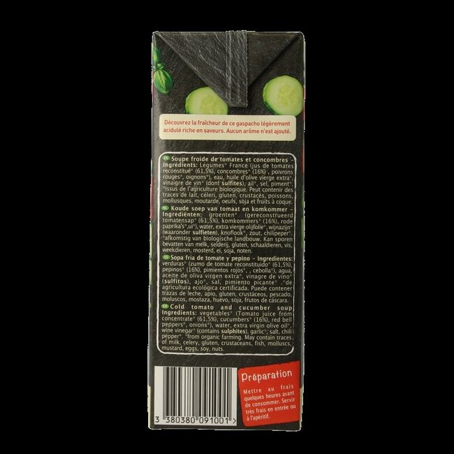 Primeal Gaspacho tomate concombre bio 1 Litre