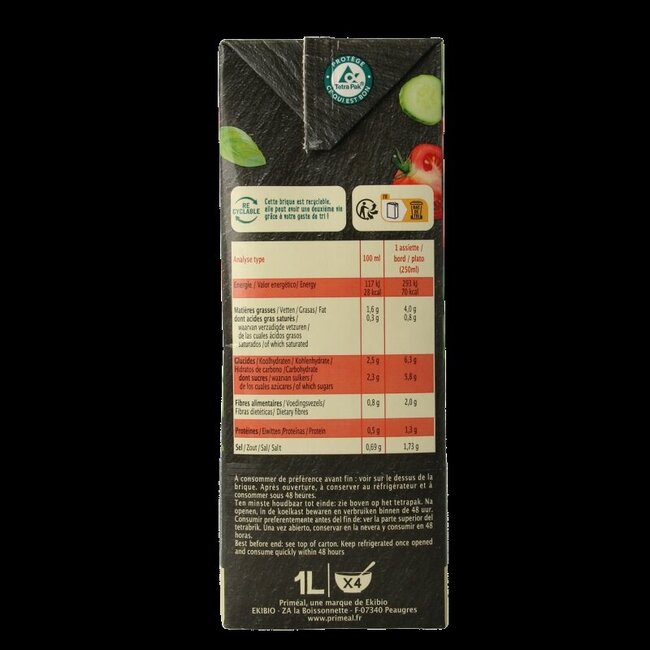 Primeal Gaspacho tomaat komkommer bio 1 Liter