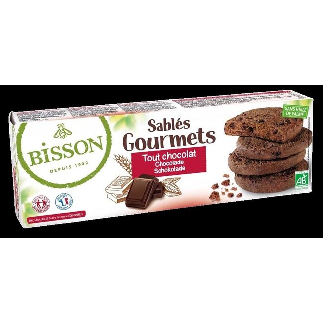 Bisson Chocolade zandkoekjes met stukjes chocola bio 150 Gram
