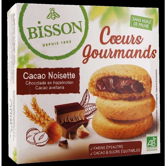 Bisson Gevulde koekjes hazelnoot choco bio 180 Gram