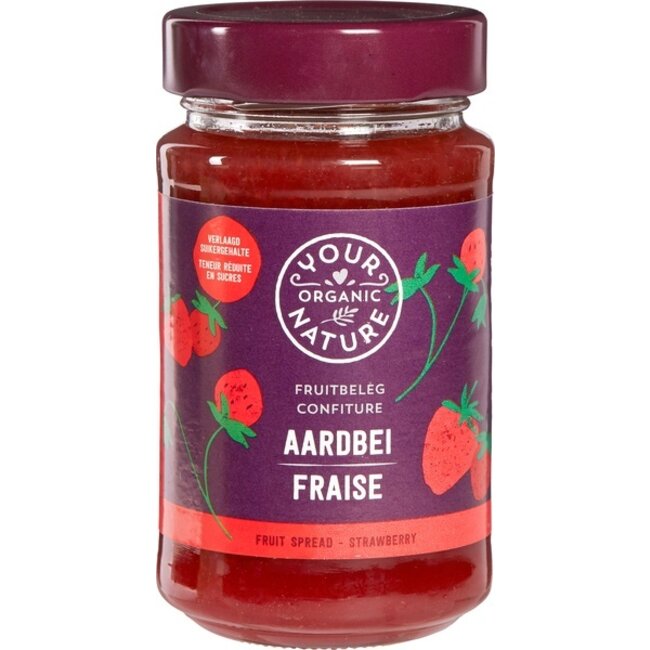 Your Organic Nature Fruit beleg aardbei bio 250 Gram