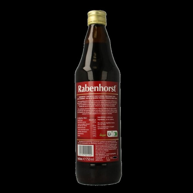 Rabenhorst Cranberrysap puur bio 750 Milliliter