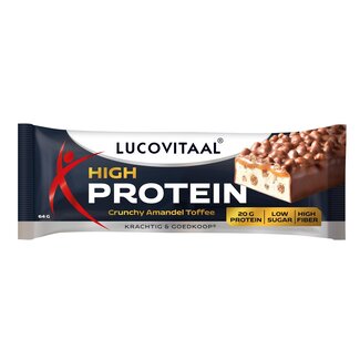 Lucovitaal Lucovitaal Protein high reep crunchy amandel toffee 1 Stuks