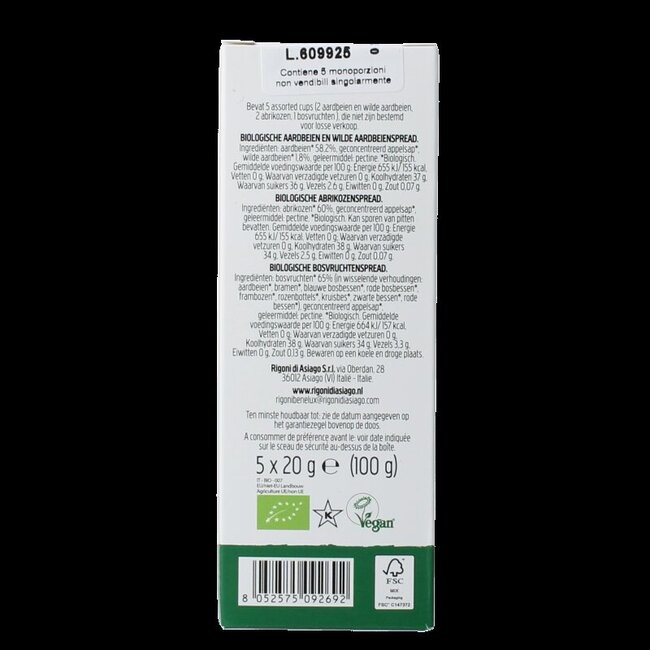 Fiordifrutta Mix de coupelles bio 5x20g 100 g