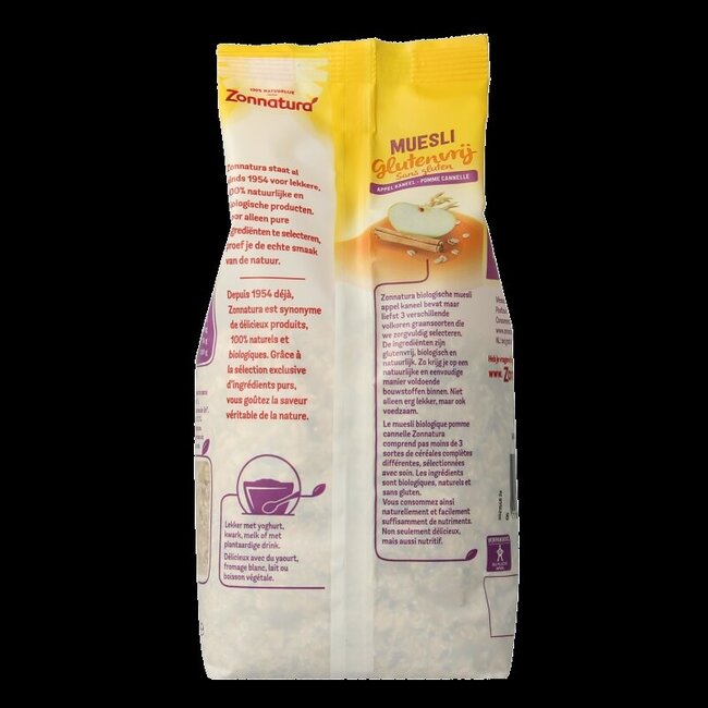 Zonnatura Muesli appel kaneel glutenvrij bio 375 Gram