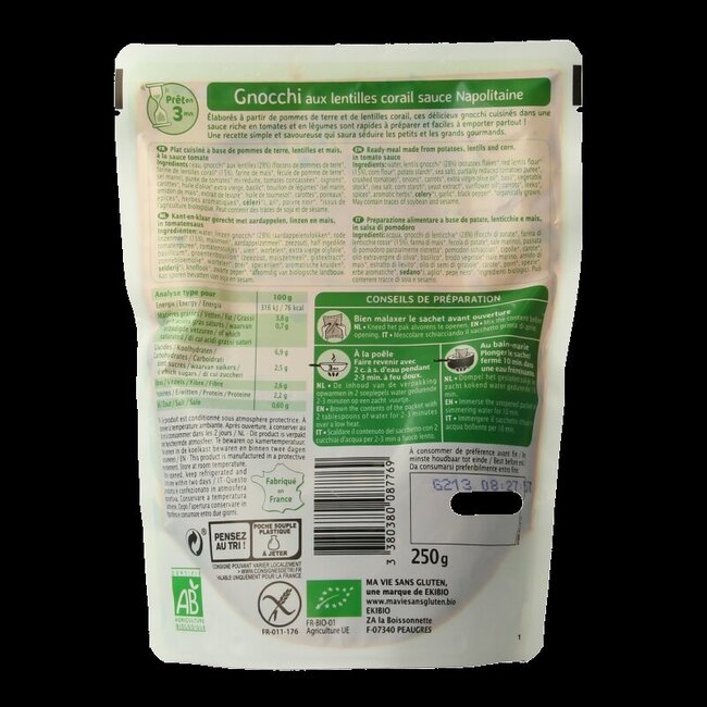 Ma Vie Sans Gnocchi Napolitana sans gluten bio 250 g