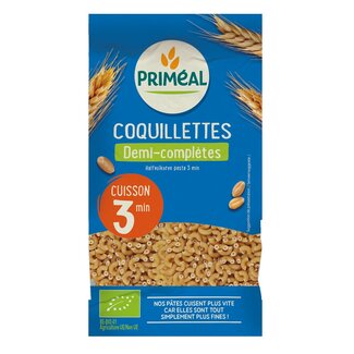 Primeal Coquillettes semi-complètes Primeal cuisson rapide 3 minutes bio 500 g