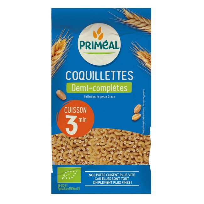 Primeal Halfvolkoren elleboogjes snelkook 3 minuut bio 500 Gram