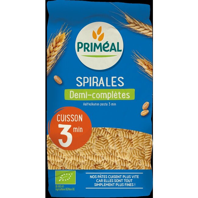 Primeal Halfvolkoren spiralen snelkook 3 minuten bio 500 Gram