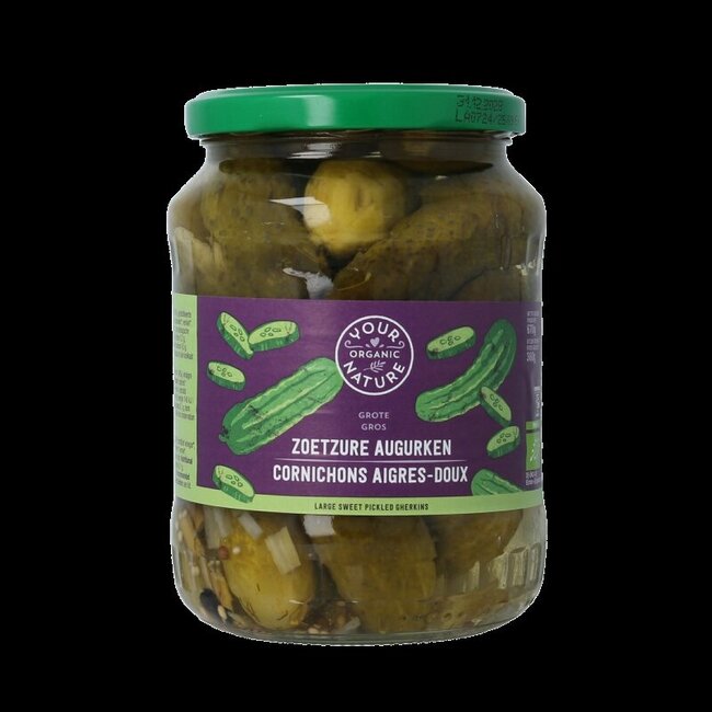 Your Organic Nature Augurken zoetzuur bio 670 Gram