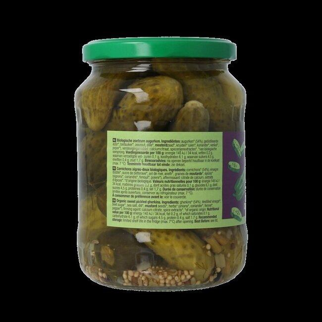 Your Organic Nature Augurken zoetzuur bio 670 Gram