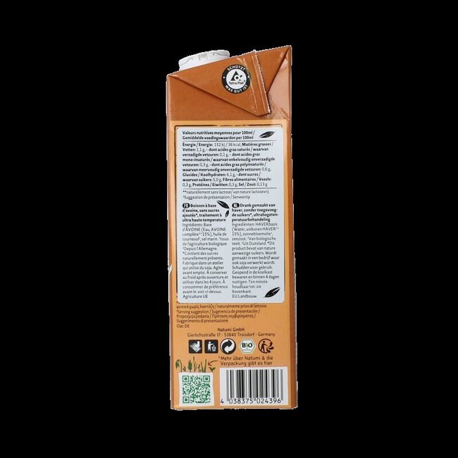 Natumi Boisson à l'avoine nature bio 1 litre
