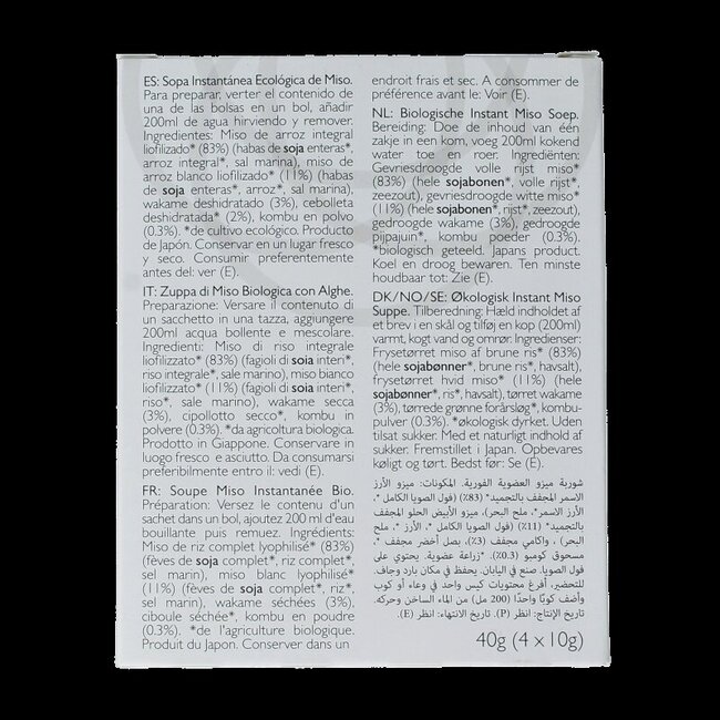Soupe miso instantanée bio Clearspring 40 g