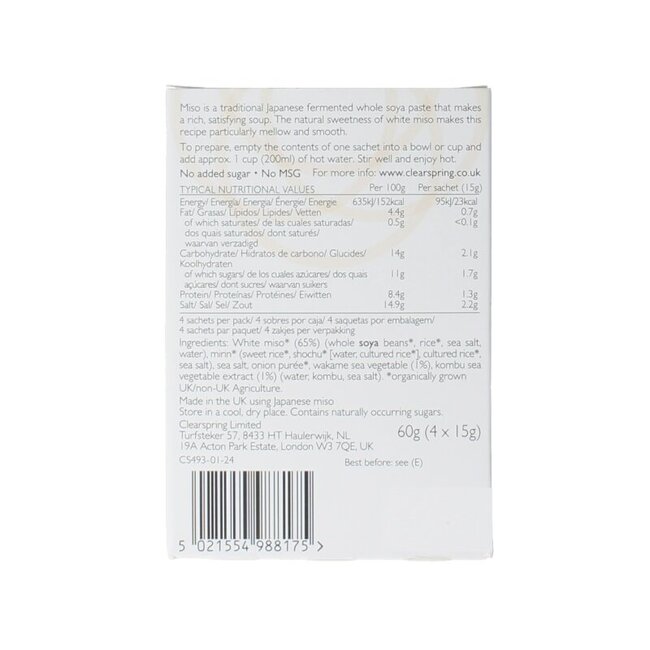 Clearspring Pâte à soupe miso blanc bio 60 g