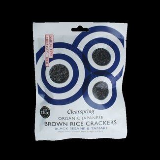 Clearspring Clearspring Bruine rijst crackers zwarte sesam & tamari bio 40 Gram