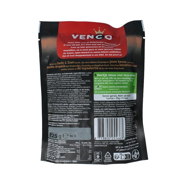 Venco Droptoppers réglisse douce et tendre 225 g
