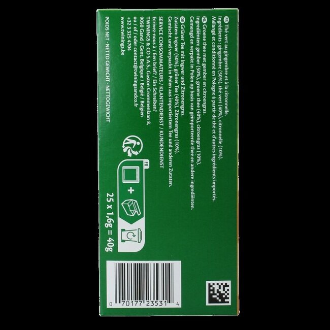 Twinings Thé vert gingembre 25 sachets
