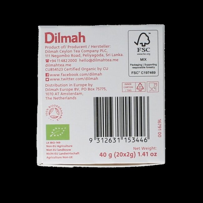 Dilmah Brilliant Breakfast Tea Bio 20 sachets
