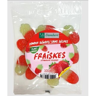 Damhert Damhert Fraiskes strawberry zonder suikers 100 Gram