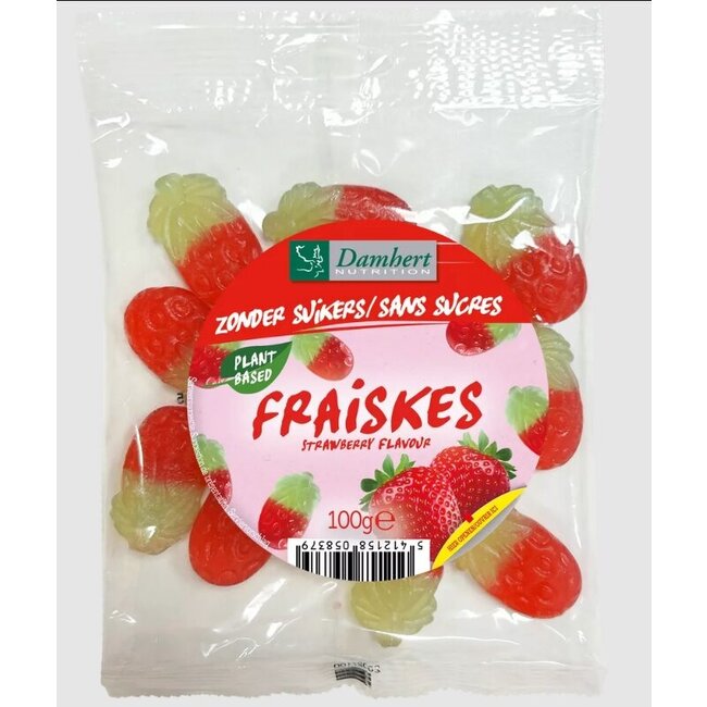 Damhert Fraiskes strawberry zonder suikers 100 Gram