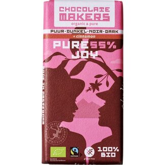Chocolatemakers Chocolatemakers Pure joy 55% puur met kaneel bio 80 Gram