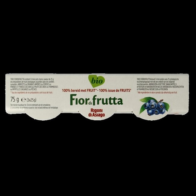 Fiordifrutta Assortiment de préparations de fruits bio 3 x 25 g (75 g)