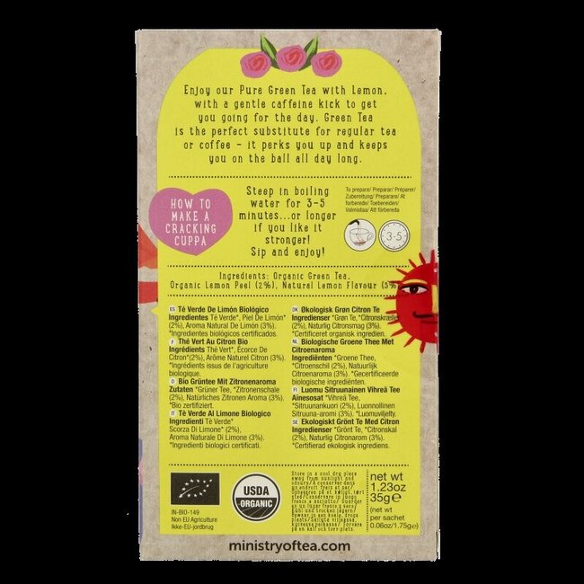 Ministry Of Tea Thé vert au citron bio 20 sachets