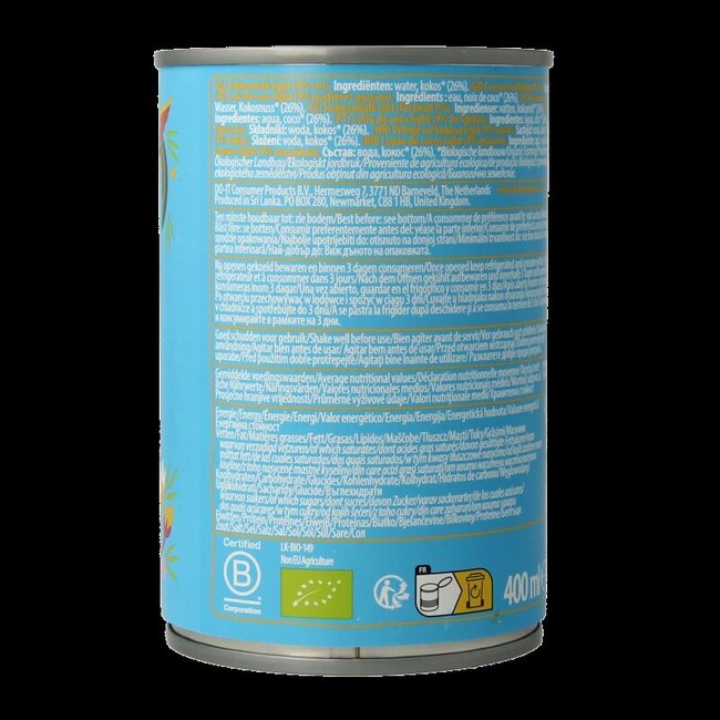 Amaizin Lait de coco léger bio 400 ml