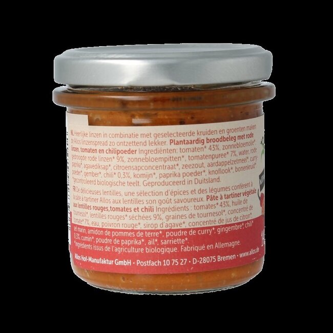 Allos Linzenspread rode chili bio 140 Gram