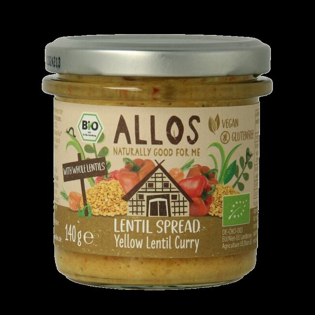 Allos Linzenspread gele curry bio 140 Gram
